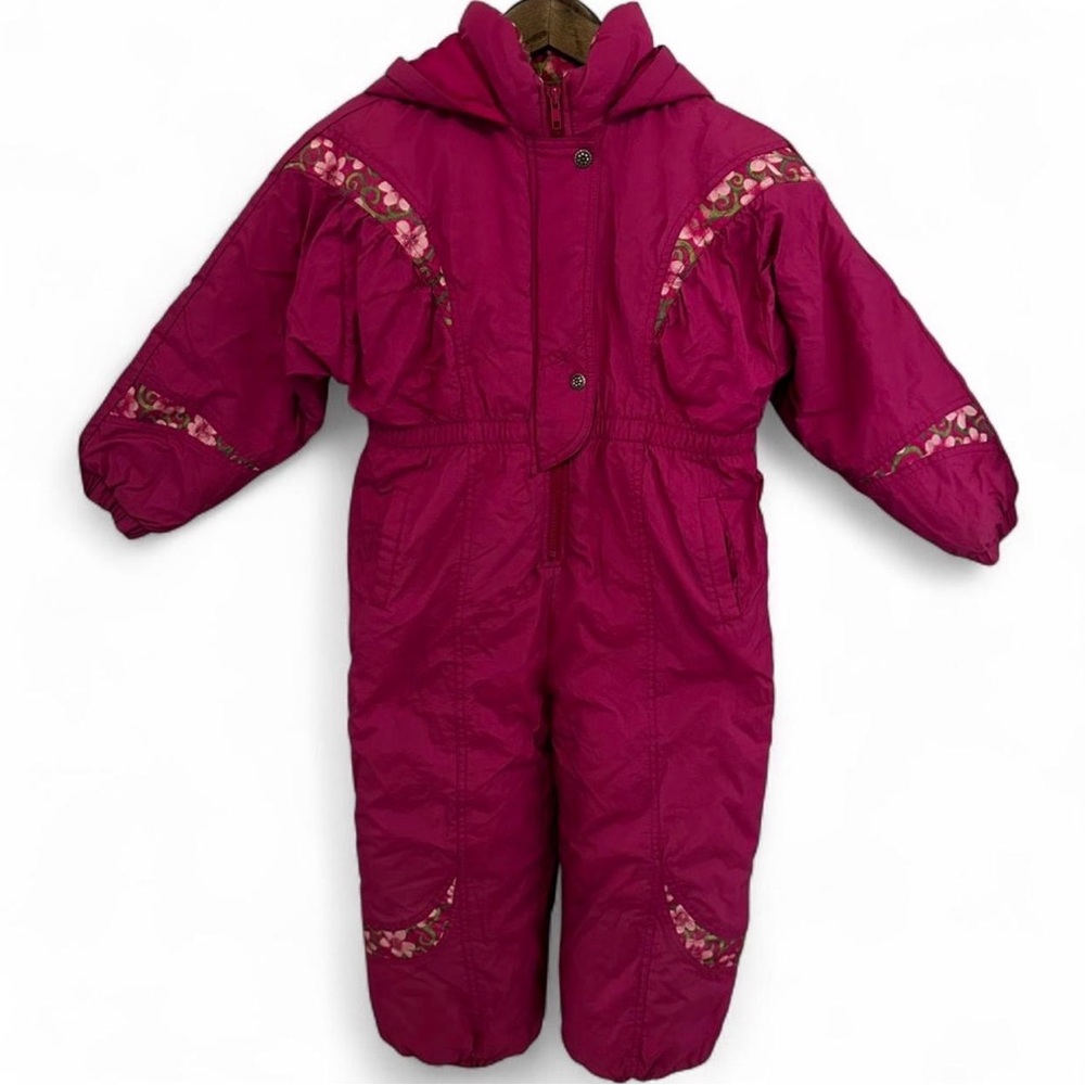 Vintage Windy Trail Vibrant Pink Floral Snowsuit Y2K ‘90s Warm Winter Girls Lg